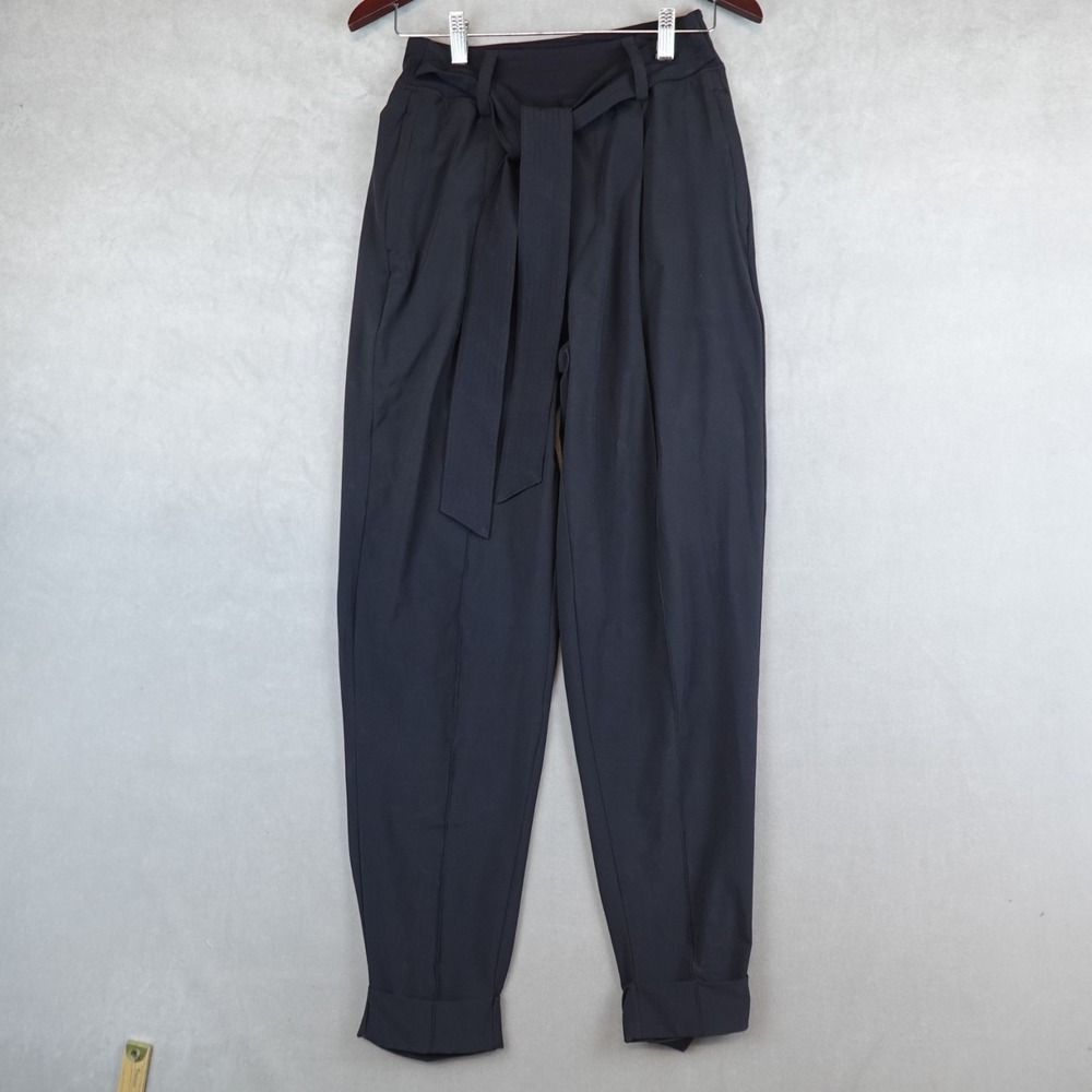 Athleta Cardiff Jogger Pants Womens 6 Tall Black Belted Cuffed Travel Stretch